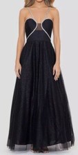 Blondie Nites Women's Juniors' Black Glittered Gown Dress Size 7