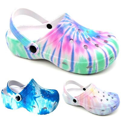 KINDER SLIDER CLOG MÄDCHEN SLIPPER GARTEN POOL OMBRE MARMOR STRAND SOMMER SANDALEN GR