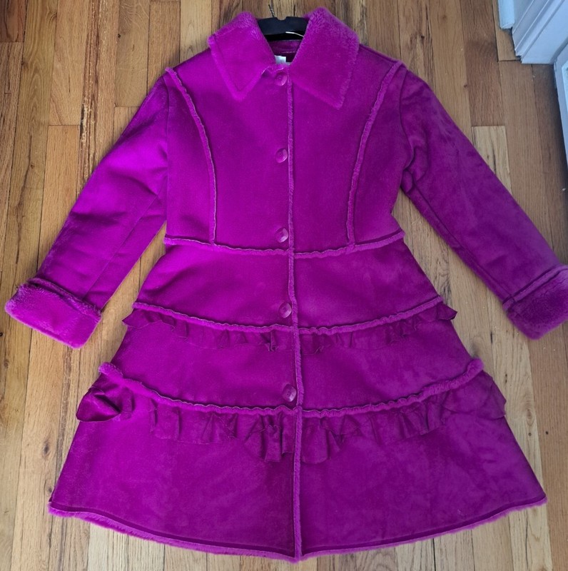 Pink Magneta Faux Fur Girls Jacket Size 12, Gorgeous! Princess! 