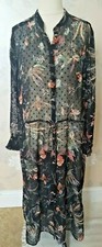 Lindex  floral long maxi shirt dress  dress - size M Black NWT plus size