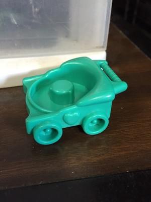Fisher Price Little People teal baby stroller buggy nursery infant car home toy
