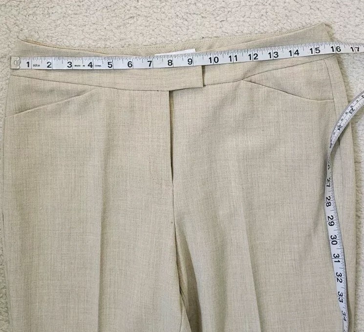 Calvin Klein Womens Solid Biege Tan Pant Suit Stretch Size 6 Formal Business