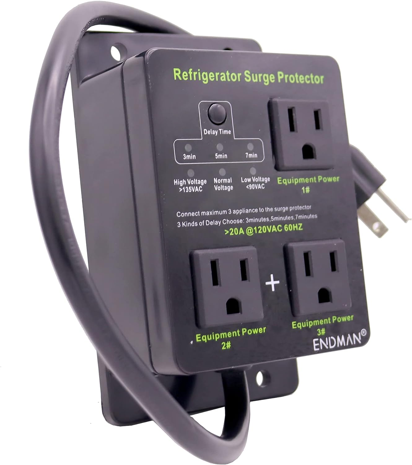 Refrigerator Surge Protector Three Outlet Voltage Protector for Home
