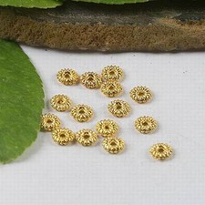 100PCS GOLD tone 2sided 6mm textured spacer bead h0581