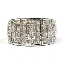 Sterling Silver Rhodium Plated Cubic Zirconia Rectangle Cut Out Ring Size 7 1/4