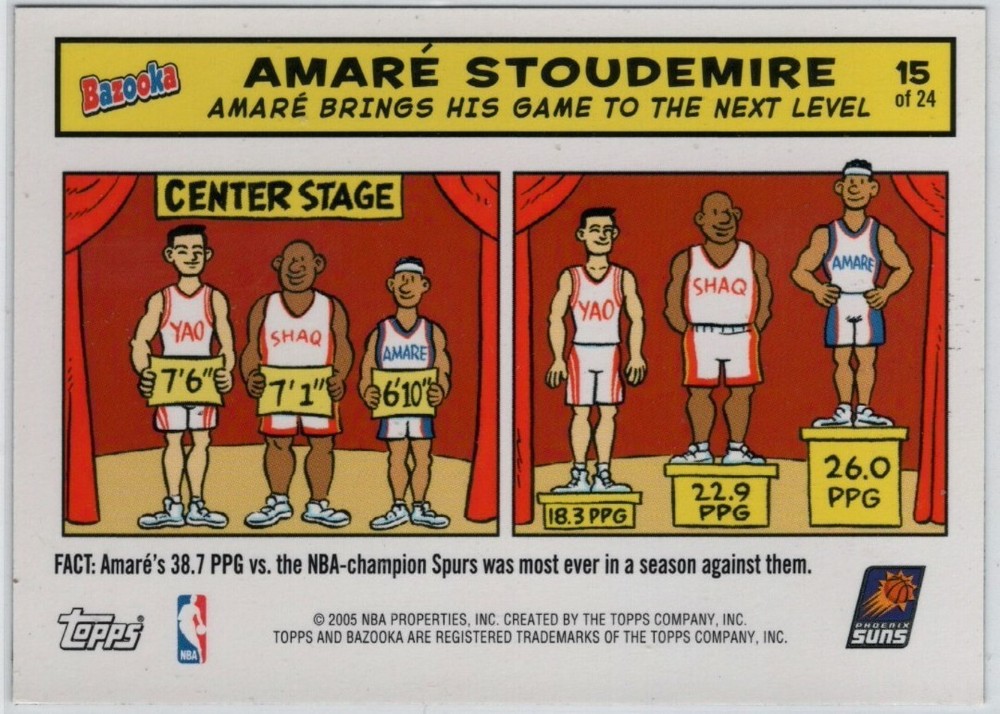 2005-06 Topps Bazooka Comic Magnet Amare Stoudemire Suns Insert #15