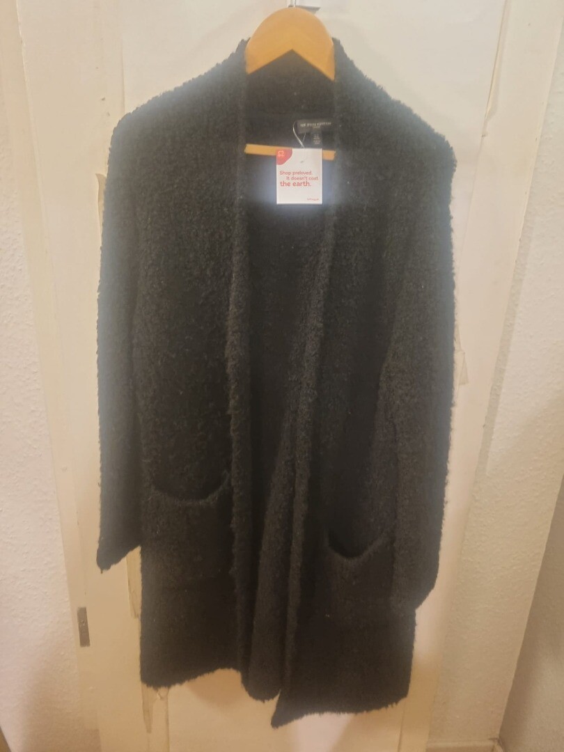 THE WHITE COMPANY Ladies Black Wool Blend Long Coatigan Size 16 - T21
