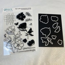 Gina K Designs Love At All Times Clear Stamp Set and Matching Dies Flowers Grid