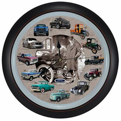 History of Ford Trucks Model T - F150 Hanging Wall Sound Clock, 13''