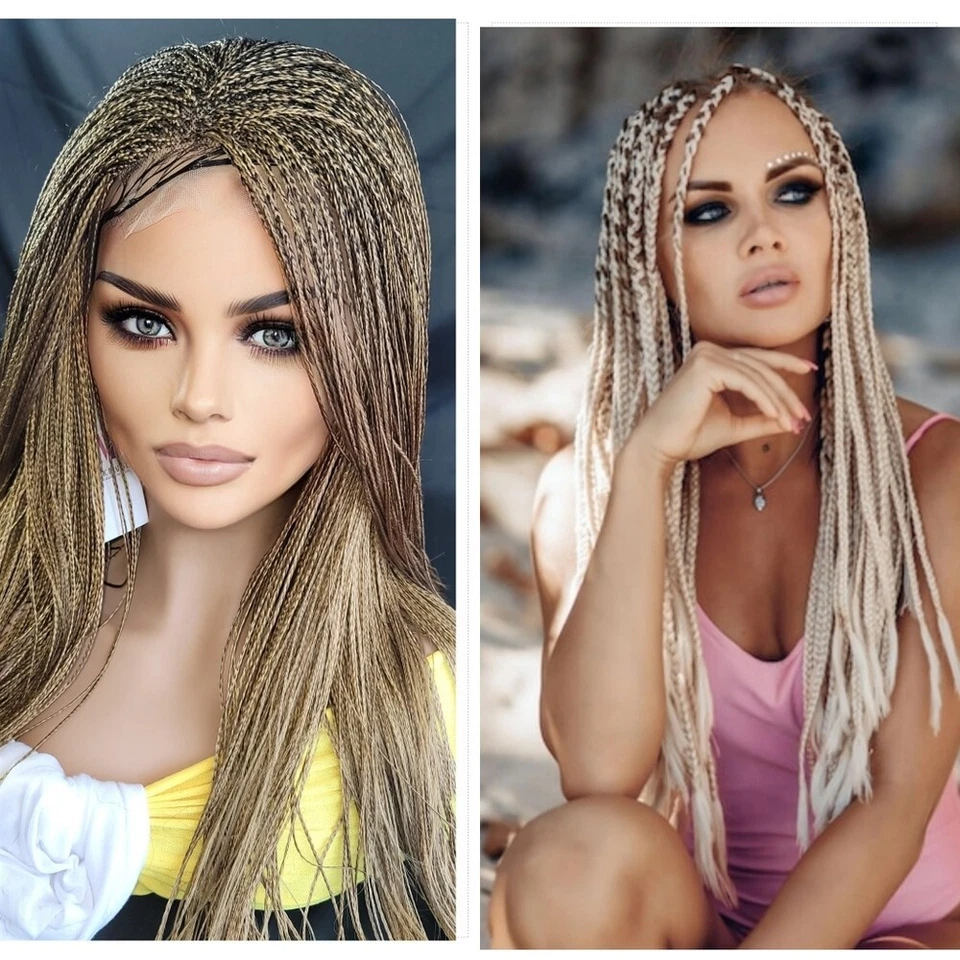 Ручной работы микро миллион косы парик медовый блондин полный кружева, легкий длинный, новый с Ярлыками  - Изображение 2 из 4