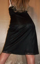 Vtg Wonderwhy Black Lace Bust Full Nylon Dress Slip 38