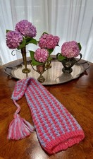 Vintage 1960s/1970s Wool Pink  Blue Stocking Hat- Made in Italy