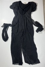 Diane von Furstenberg Cassandra Print Silk Jumpsuit Black Size Medium