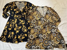 2 Beautiful Stretchy Long Sleeve V-Neck Wrap Dress Sz 3X Casual Formal Sexy 