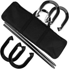 Professional Horseshoe Set with Case 4 Shoes 2 Poles Outdoor Backyard Game