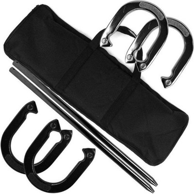 Professional Horseshoe Set with Case 4 Shoes 2 Poles Outdoor Backyard Game