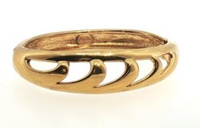 Vintage Napier Gold-Tone 7" Hinged Bangle Bracelet Signed Polished 1970s