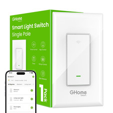 GHome Smart Switches for Lights, WiFi Single Pole Switch, White
