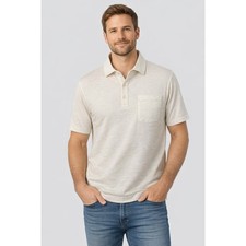 Goodfellow  Co Polo Shirt L Cream Slub Knit Pocket Short Sleeve NWT MSRP 17