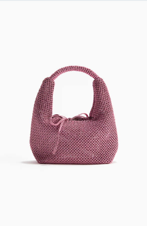 H&M Glittery hole-knit handbag (Dusty pink)