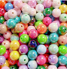 IRIDESCENT COLORFUL ACRYLIC BEADS-150 COUNT-8 mm-NEW
