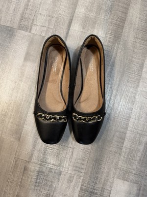 Rockport Total Motion TruTECH Women s Black Flats Gold Chain Accent Size 9 M