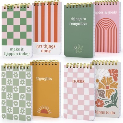 ZICOTO 8 Pack Cute Pocket Spiral Notebooks Lined Set