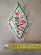 Beautiful Antique Lace Fragrance Sachet 'I Love You Mom' Embroidered On Front