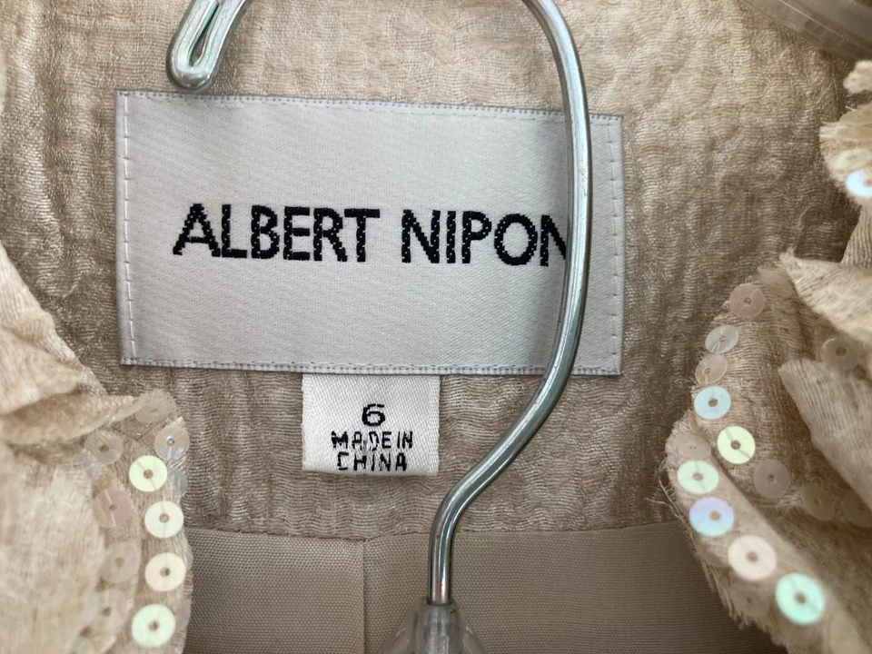 Conjunto de traje falda totalmente forrada Albert Nipon vintage y nuevo de 3 piezas, beige alto 6 Foto 4 de 4