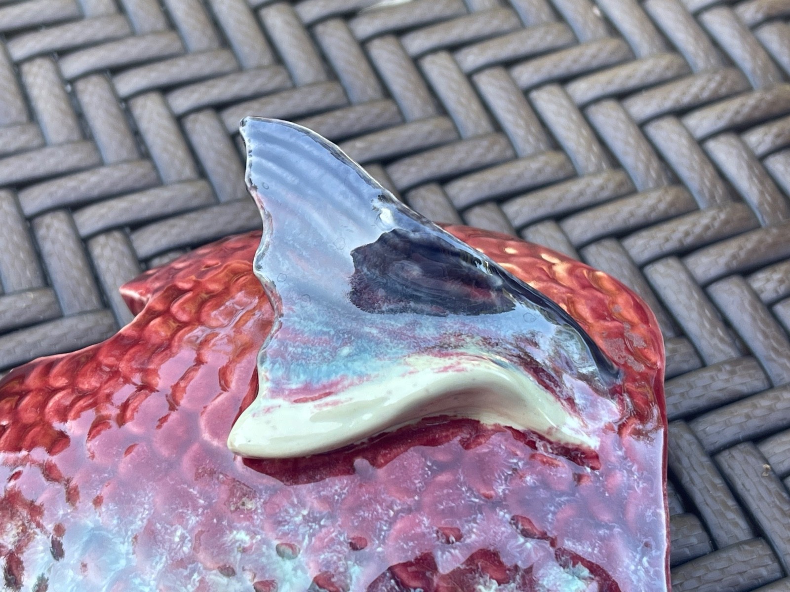 Vintage Bordallo Pinheiro Majolica Ceramic Red Fish Tureen Portugal