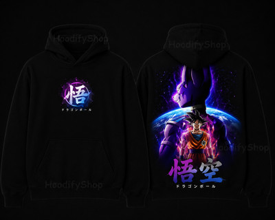 Anime Hero vs God Hoodie Galaxy Streetwear Black