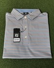 FootJoy Golf Shirt EU Balance Stripe Lisle Blue Jay 34028 - Größe L