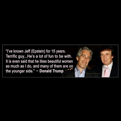 I've known Jeffrey Epstein for 15 years. Terrific guy BUMPER MAGNET anti Trump