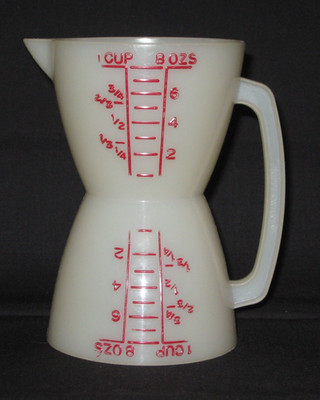 Vintage Tupperware 1 Cup Double Sided Measuring Cup Red Lettering Wet/Dry