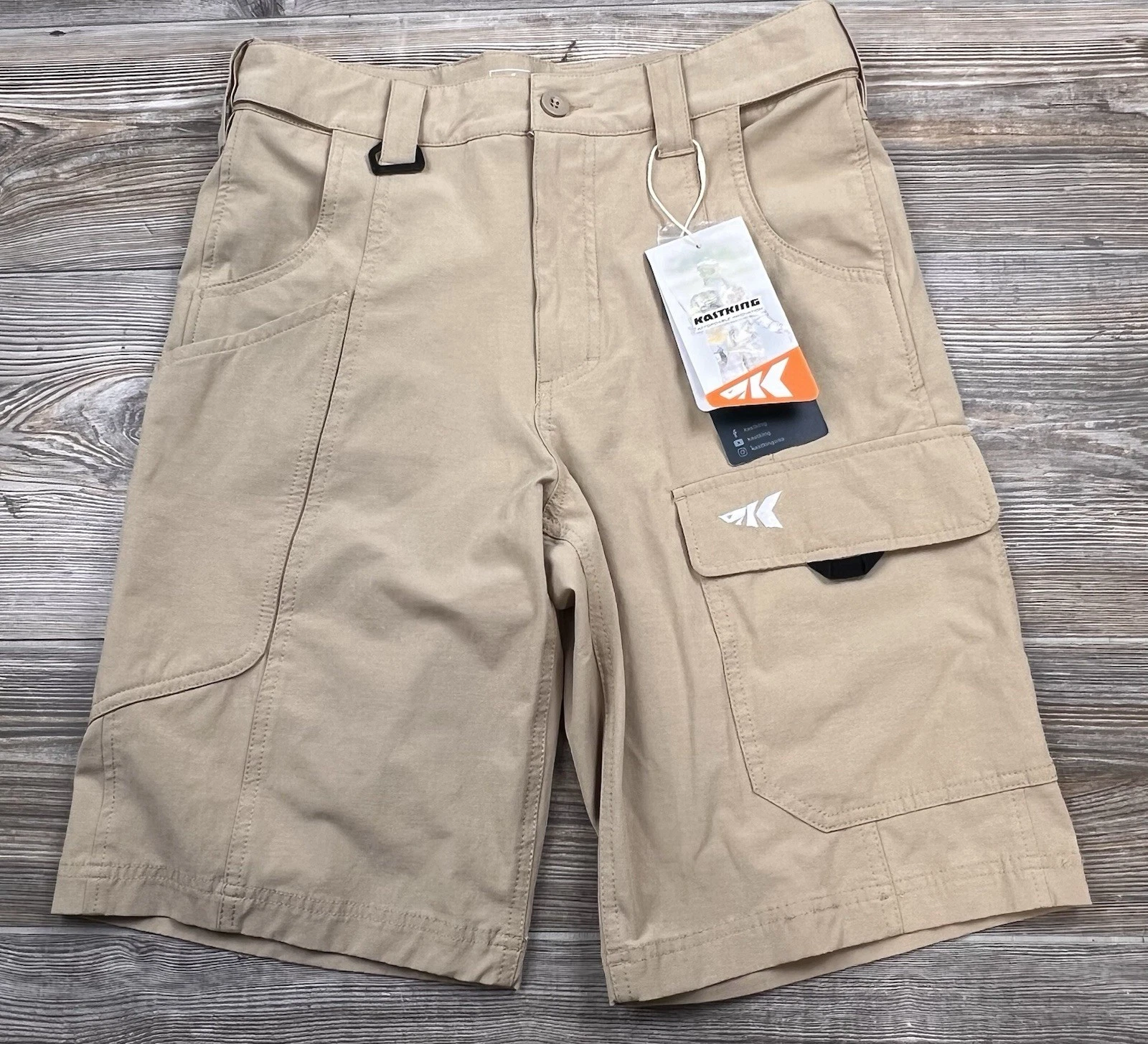 NWT KastKing Men's Casual Hiking Fishing Camping Cargo Shorts Khaki 30/10.5