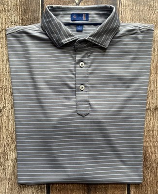 STITCH STRIPED GOLF POLO SHIRT GRAY MENS LARGE EXCELLENT CONDITION