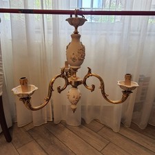 Lampadario e lumetti Porcellana Capodimonte con Bracci placcato oro 24 c 