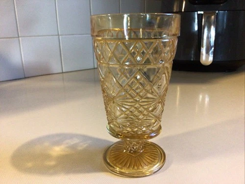 Vintage Amber-Colored Depression Glass Big Top Peanut Butter Glass - Hazel-Atlas