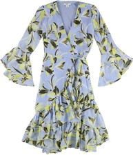 bar III Womens Ruffle Wrap Dress, Blue, XX-Small