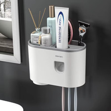 Wall Mounted Magnetic Toothbrush Holder Automatic Toothpaste Dispenser