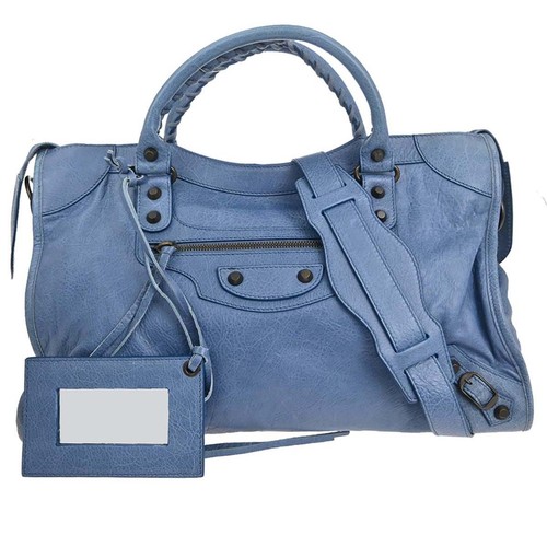 Balenciaga Blue Lambskin City Medium 2way Handbag M/115748.4245 528147 178600