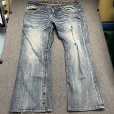 Rock Revival Men's Jeans Size 40 Blue Dan Relaxed Straight Fleur de Lis Pockets