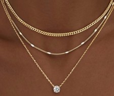 Layered Gold Necklace for Women 14K Gold Plat...