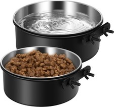 Dog Crate Water Bowl Hanging,2 Pack Stainless Steel Water Food Bowl No Spill