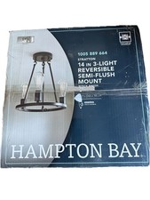 Hampton Bay Stratton 14 in. 3-Light Black Semi-Flush Mount 1005 889 664 New