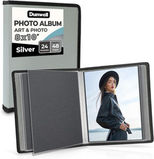 8X10 Photo Album Art Portfolio Book, 24 Sleeves, Silver