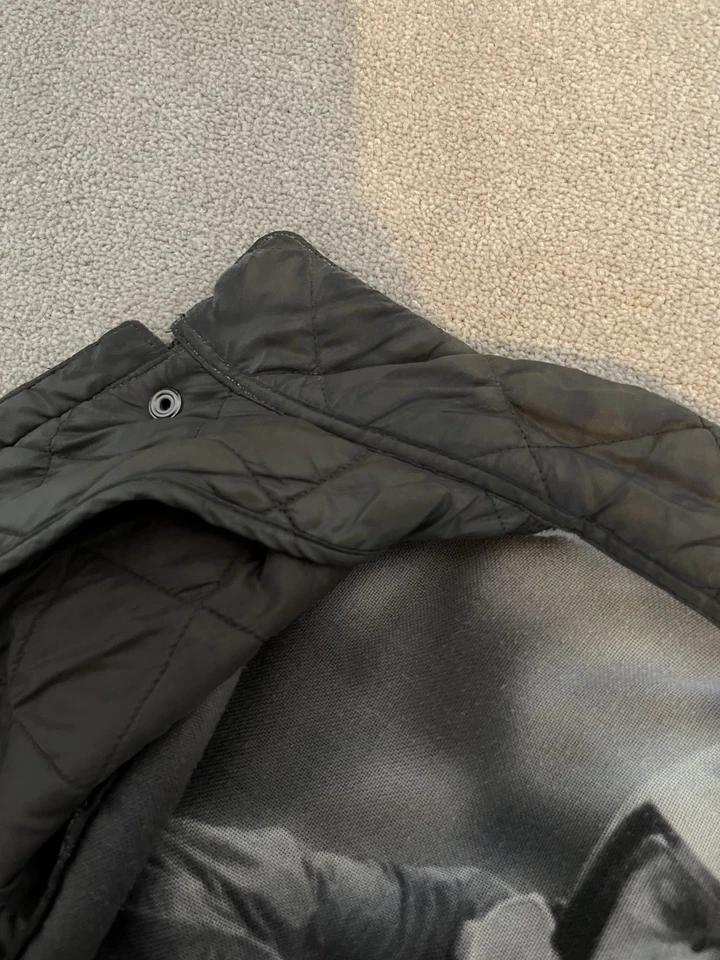 Barbour Steve Mcqueen Mulholland Lightweight Grey Biker Quilt Jacket Size Small  - Image 2 of 4