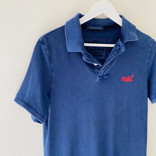 Superdry Classic Collared Casual Blue Polo Shirt Men's Large Medium - Aus - Picture 3 of 10