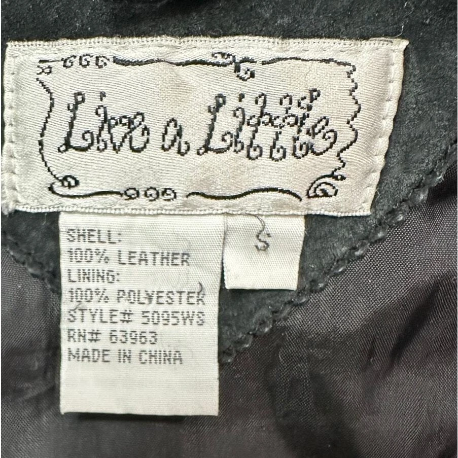 Chaqueta De Colección Live A Little Cuero Gamuza Genuina Flecos Western Boho Indie Y2K Pequeña Foto 4 de 4