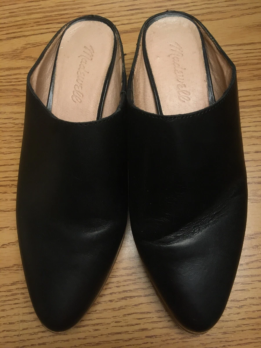 Madewell Leather Heeled Pointed Toe Mules Black 7